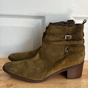 CHARLES DAVID Olive Suede Ankle Boots Made in Italy size 38 size 7.5